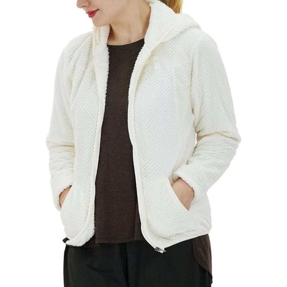 Fleece Hooded Full Zipper Jacket Medium Cream White - Picture 1 of 12